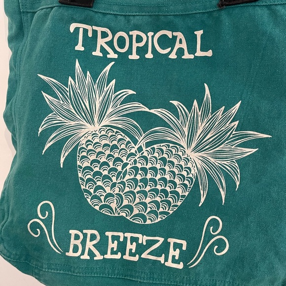 Pineapple 🍍 Canvas Tote Bag Beach Picnic Tropical Breeze Turquoise Blue Green S - Picture 5 of 5